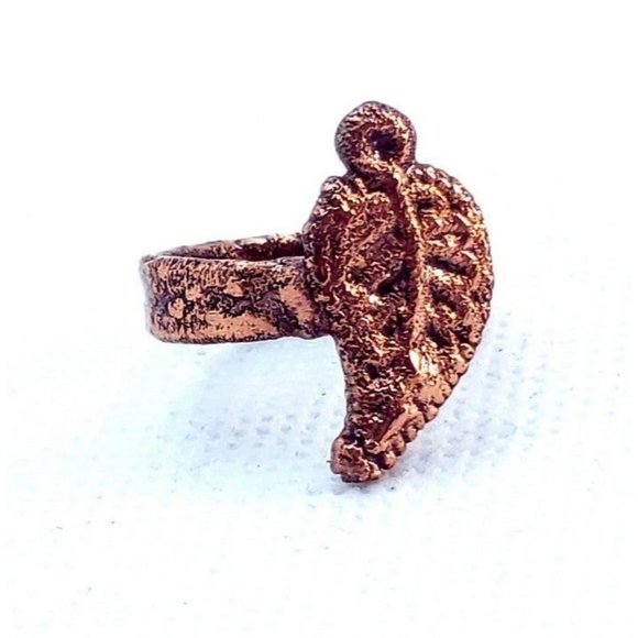 Copper leaf ring size 6.5 - Picture 3 of 12